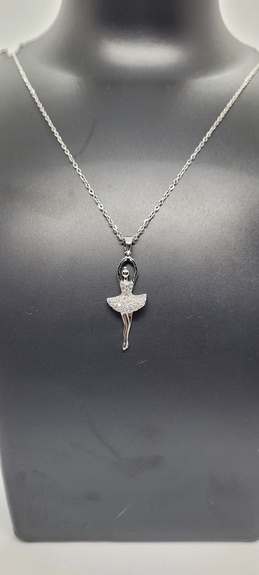 Silver Chain with Dancing Girl Locket, with American Diamonds
