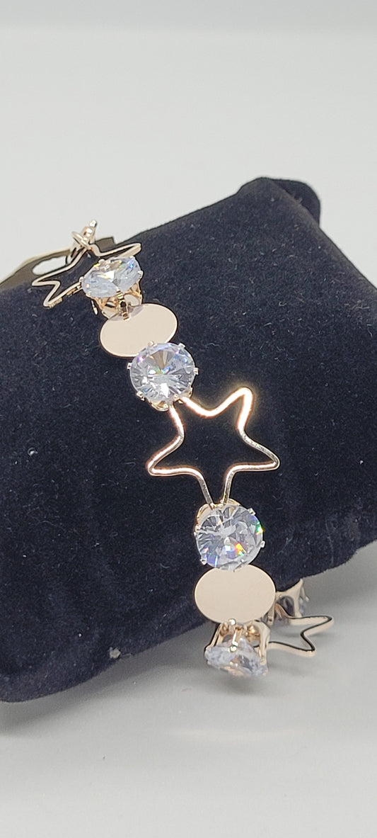 Rose Gold Hand chain Bracelet with American Diamond Stones