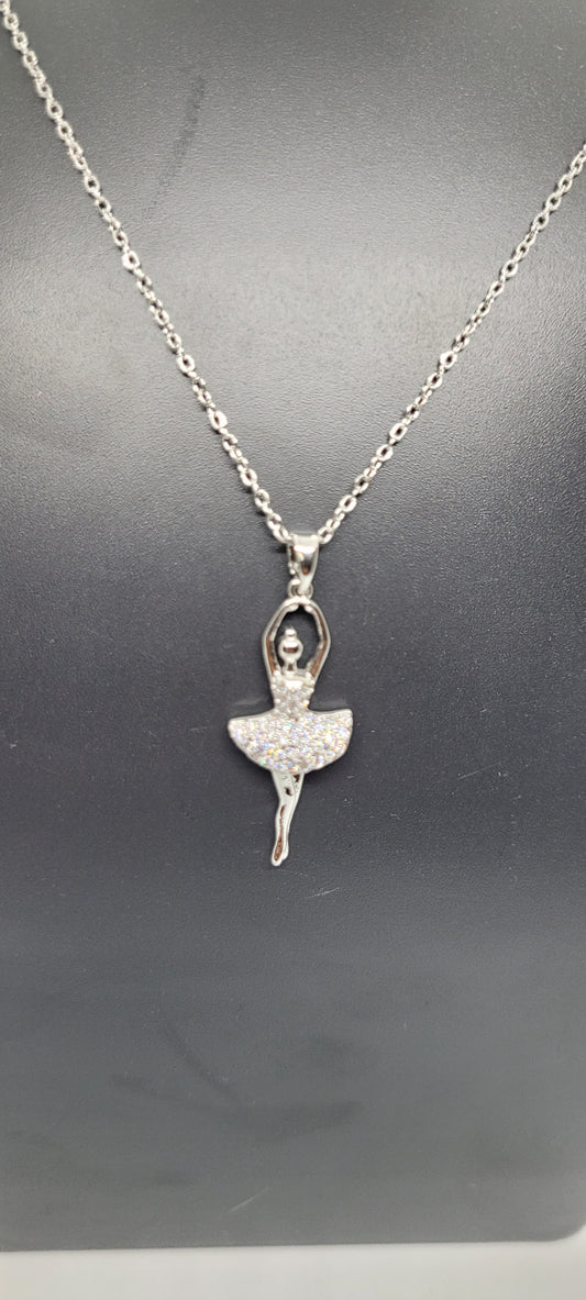 Silver Chain with Dancing Girl Locket, with American Diamonds
