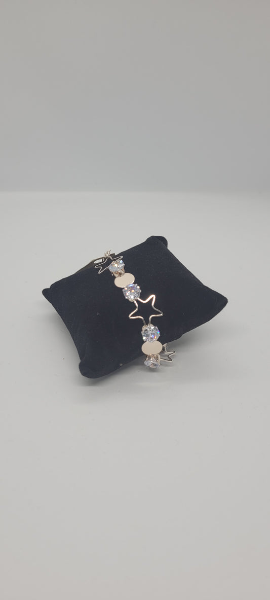 Rose Gold Hand chain Bracelet with American Diamond Stones